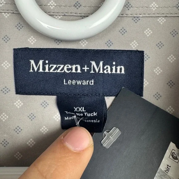 Mizzen+Main Leeward Performance Shirt XXL Trim No Tuck Grey Geometric 1WS-1903